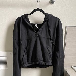 Alo Yoga Half Zip Stadium Crop Hoodie Black